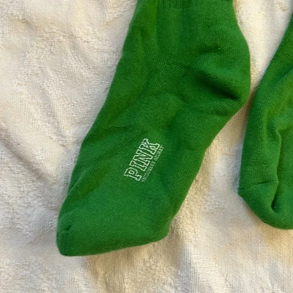 BARELY WORN Vintage PINK VS Preppy Sporty Knee Socks Y2K RARE -Green - Picture 3 of 7